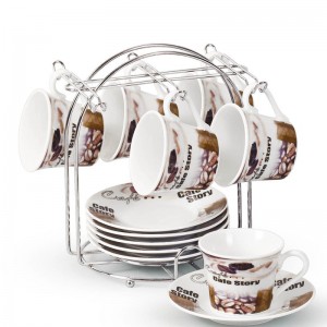 Lorren Home Trends Espresso Cup and Saucer Set with Metal Stand LHT1711